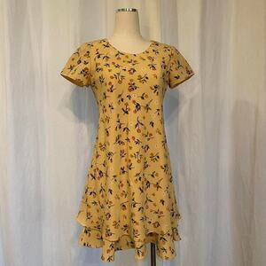 VTG Floral Swing Dress Mini Babydoll Sundress Size 6 Petite Cottage Prairie Cute